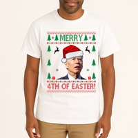 Merry 4th Of Easter Funny Joe Biden Ugly Christmas Tall T-Shirt