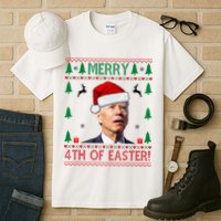 Merry 4th Of Easter Funny Joe Biden Ugly Christmas Tall T-Shirt