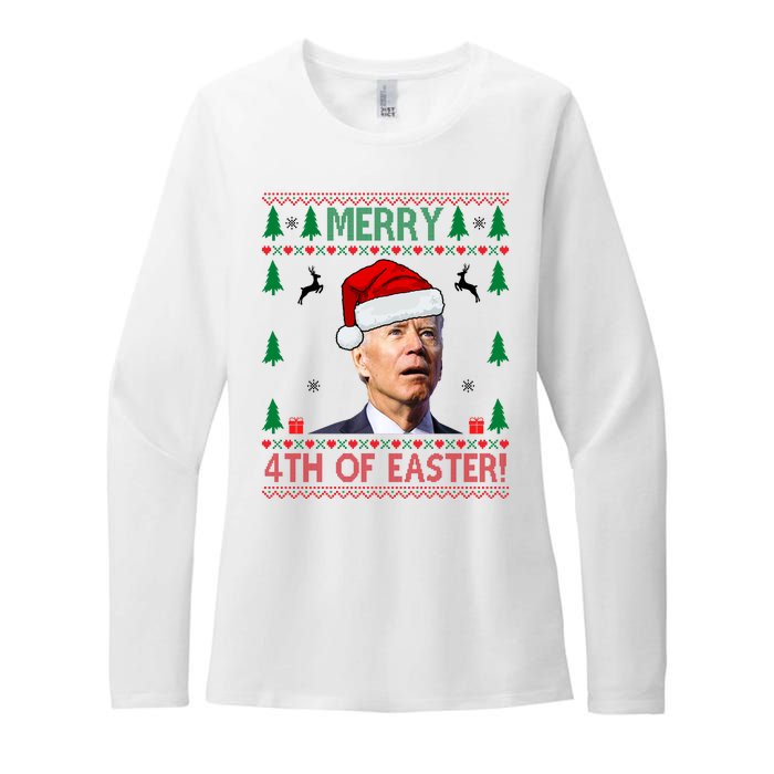 Merry 4th Of Easter Funny Joe Biden Ugly Christmas Womens CVC Long Sleeve Shirt