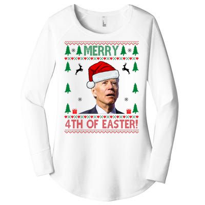 Merry 4th Of Easter Funny Joe Biden Ugly Christmas Women's Perfect Tri Tunic Long Sleeve Shirt