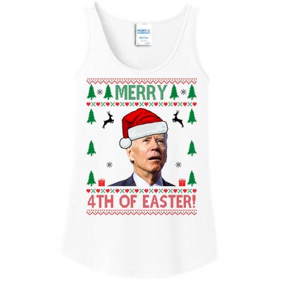 Merry 4th Of Easter Funny Joe Biden Ugly Christmas Ladies Essential Tank