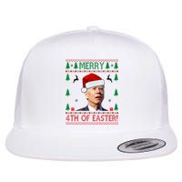 Merry 4th Of Easter Funny Joe Biden Ugly Christmas Flat Bill Trucker Hat