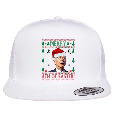 Merry 4th Of Easter Funny Joe Biden Ugly Christmas Flat Bill Trucker Hat