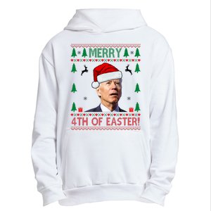 Merry 4th Of Easter Funny Joe Biden Ugly Christmas Urban Pullover Hoodie