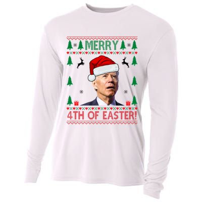 Merry 4th Of Easter Funny Joe Biden Ugly Christmas Cooling Performance Long Sleeve Crew