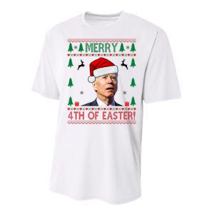 Merry 4th Of Easter Funny Joe Biden Ugly Christmas Performance Sprint T-Shirt