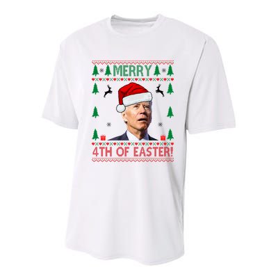 Merry 4th Of Easter Funny Joe Biden Ugly Christmas Youth Performance Sprint T-Shirt