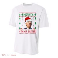 Merry 4th Of Easter Funny Joe Biden Ugly Christmas Youth Performance Sprint T-Shirt