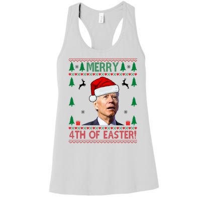 Merry 4th Of Easter Funny Joe Biden Ugly Christmas Women's Racerback Tank