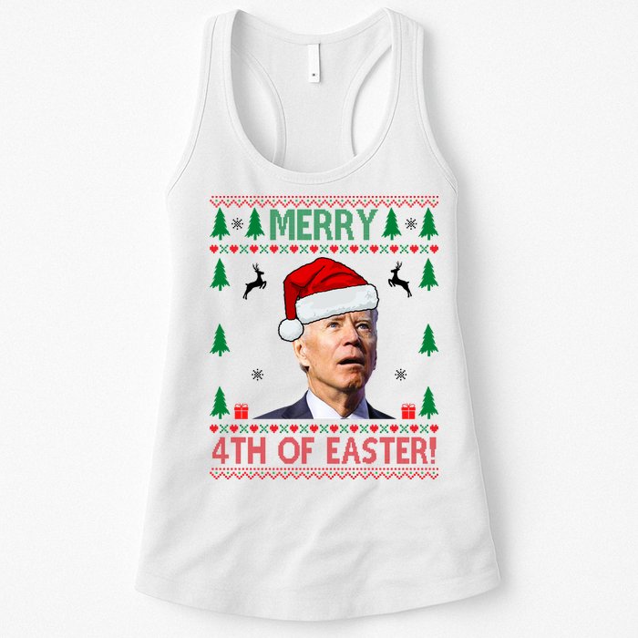 Merry 4th Of Easter Funny Joe Biden Ugly Christmas Womens Tank Top
