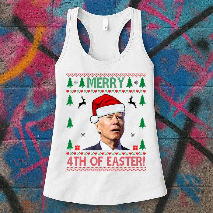 Merry 4th Of Easter Funny Joe Biden Ugly Christmas Womens Tank Top