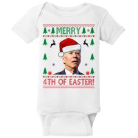 Merry 4th Of Easter Funny Joe Biden Ugly Christmas Baby Bodysuit