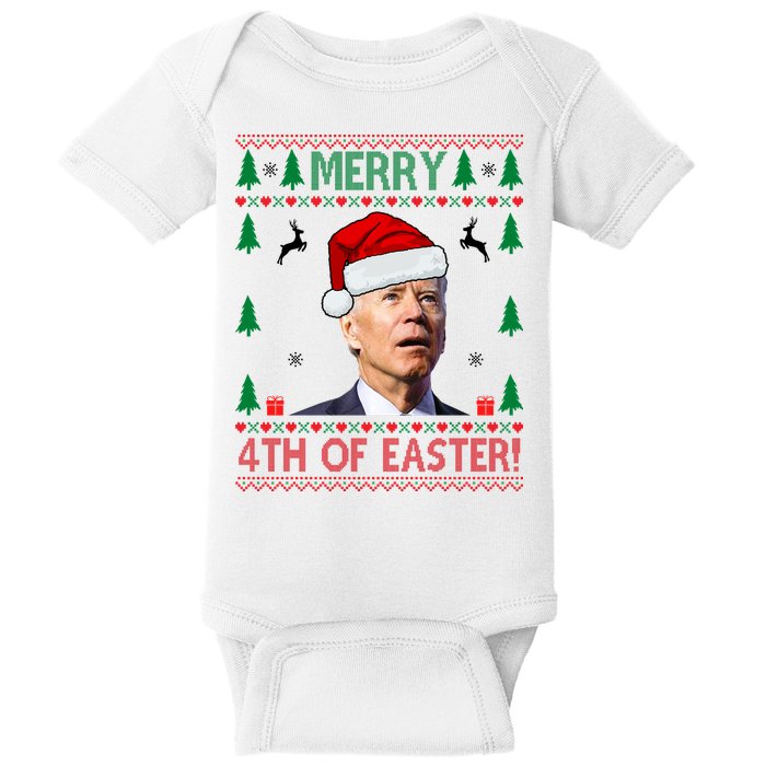 Merry 4th Of Easter Funny Joe Biden Ugly Christmas Baby Bodysuit