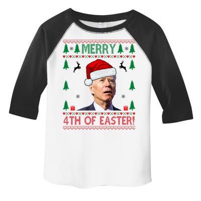 Merry 4th Of Easter Funny Joe Biden Ugly Christmas Toddler Fine Jersey T-Shirt