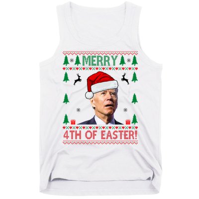 Merry 4th Of Easter Funny Joe Biden Ugly Christmas Tank Top