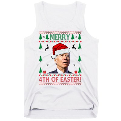 Merry 4th Of Easter Funny Joe Biden Ugly Christmas Tank Top