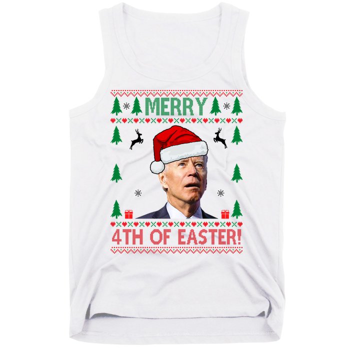 Merry 4th Of Easter Funny Joe Biden Ugly Christmas Tank Top