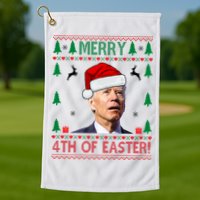 Merry 4th Of Easter Funny Joe Biden Ugly Christmas Golf Towel