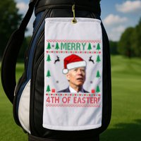 Merry 4th Of Easter Funny Joe Biden Ugly Christmas Golf Towel
