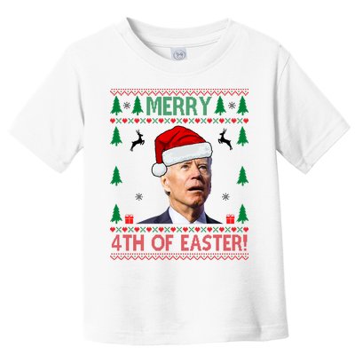 Merry 4th Of Easter Funny Joe Biden Ugly Christmas Toddler T-Shirt