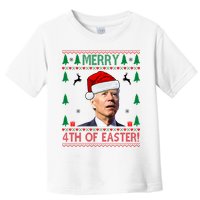 Merry 4th Of Easter Funny Joe Biden Ugly Christmas Toddler T-Shirt