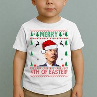 Merry 4th Of Easter Funny Joe Biden Ugly Christmas Toddler T-Shirt