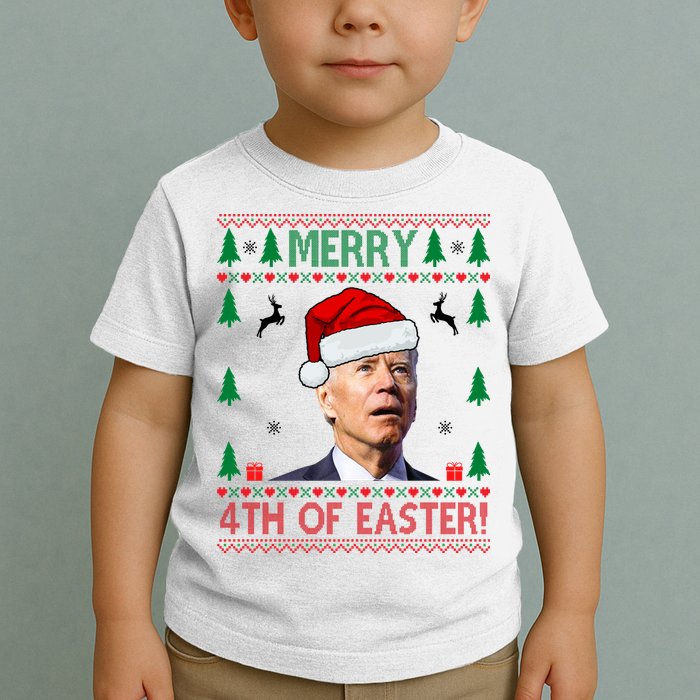 Merry 4th Of Easter Funny Joe Biden Ugly Christmas Toddler T-Shirt
