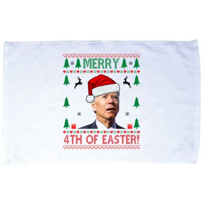 Merry 4th Of Easter Funny Joe Biden Ugly Christmas Microfiber Hand Towel