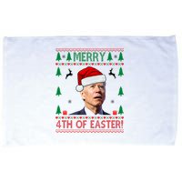 Merry 4th Of Easter Funny Joe Biden Ugly Christmas Microfiber Hand Towel