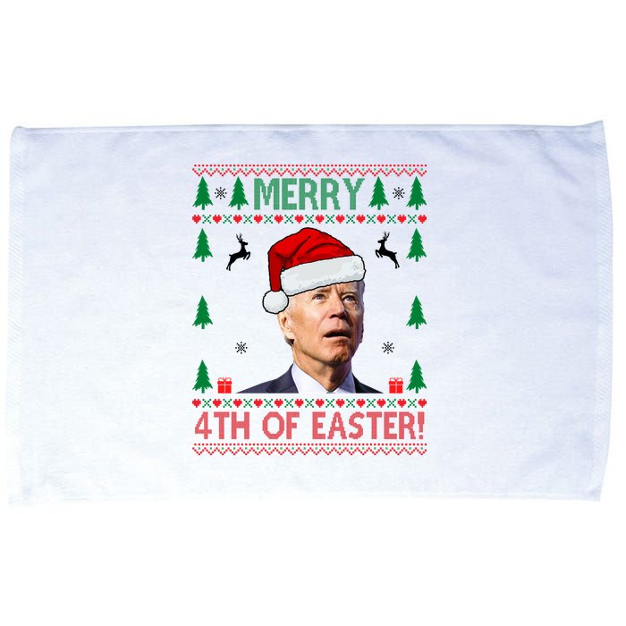 Merry 4th Of Easter Funny Joe Biden Ugly Christmas Microfiber Hand Towel