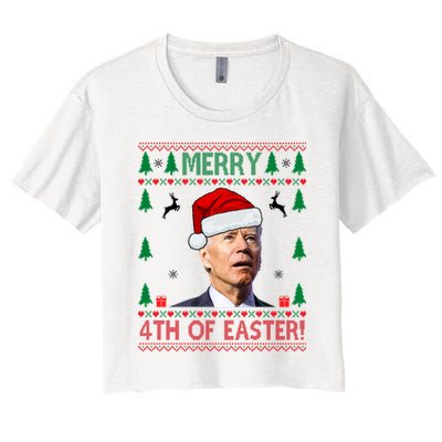 Merry 4th Of Easter Funny Joe Biden Ugly Christmas Crop Top