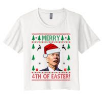 Merry 4th Of Easter Funny Joe Biden Ugly Christmas Crop Top