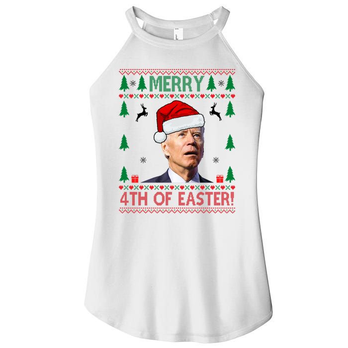 Merry 4th Of Easter Funny Joe Biden Ugly Christmas Women's Perfect Tri Rocker Tank