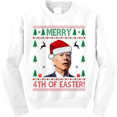 Merry 4th Of Easter Funny Joe Biden Ugly Christmas Kids Sweatshirt