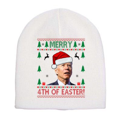 Merry 4th Of Easter Funny Joe Biden Ugly Christmas Short Acrylic Beanie