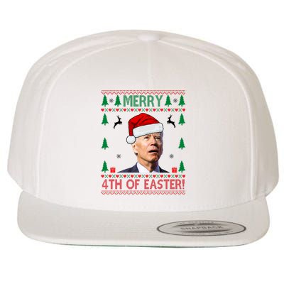 Merry 4th Of Easter Funny Joe Biden Ugly Christmas Wool Snapback Cap