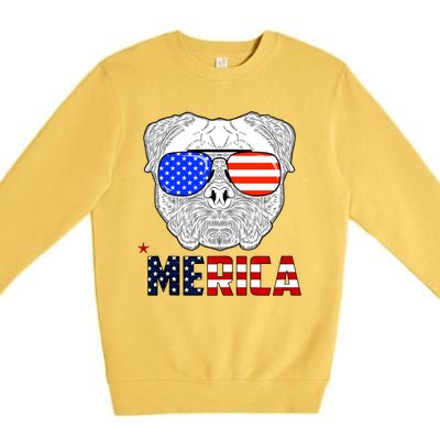 Merica 4th Of July Cool Bulldog Funny Premium Crewneck Sweatshirt