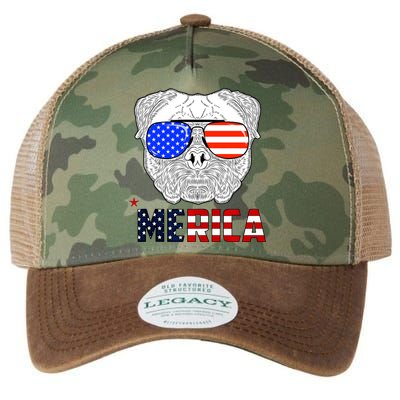 Merica 4th Of July Cool Bulldog Funny Legacy Tie Dye Trucker Hat
