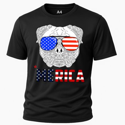 Merica 4th Of July Cool Bulldog Funny Performance Shirt