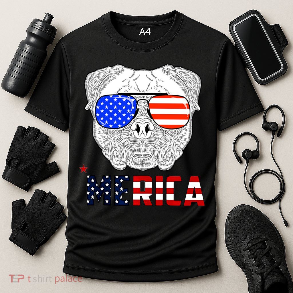 Merica 4th Of July Cool Bulldog Funny Performance Shirt