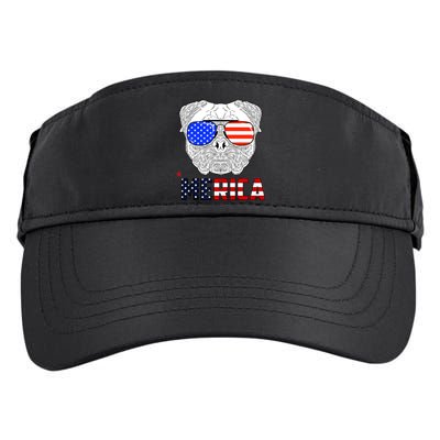 Merica 4th Of July Cool Bulldog Funny Adult Drive Performance Visor
