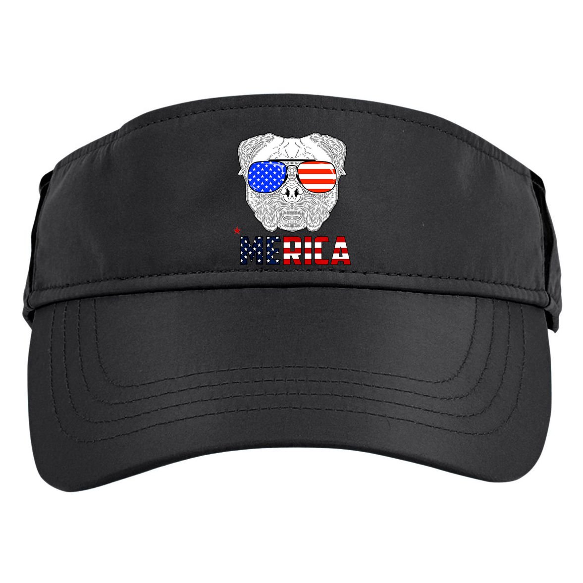 Merica 4th Of July Cool Bulldog Funny Adult Drive Performance Visor