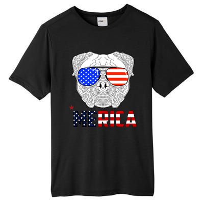 Merica 4th Of July Cool Bulldog Funny Tall Fusion ChromaSoft Performance T-Shirt