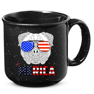 Merica 4th Of July Cool Bulldog Funny 15oz Campfire Ceramic Mug