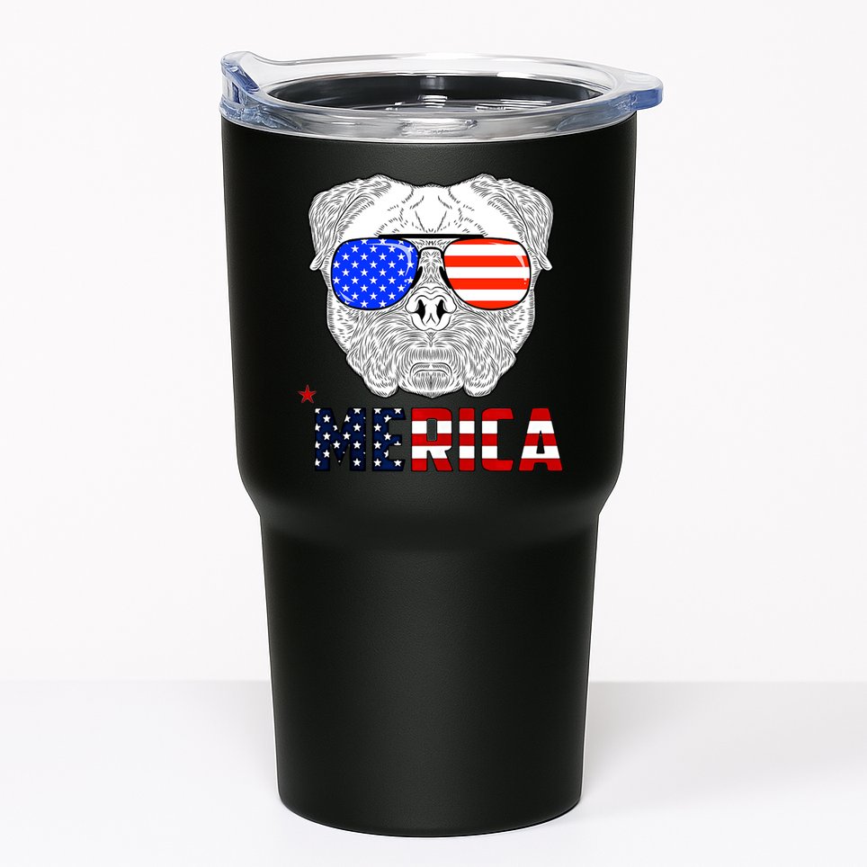 Merica 4th Of July Cool Bulldog Funny Tumbler