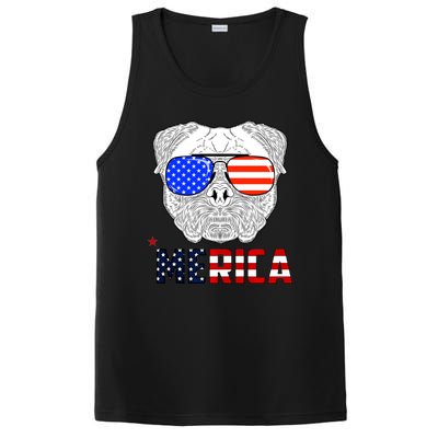 Merica 4th Of July Cool Bulldog Funny PosiCharge Competitor Tank