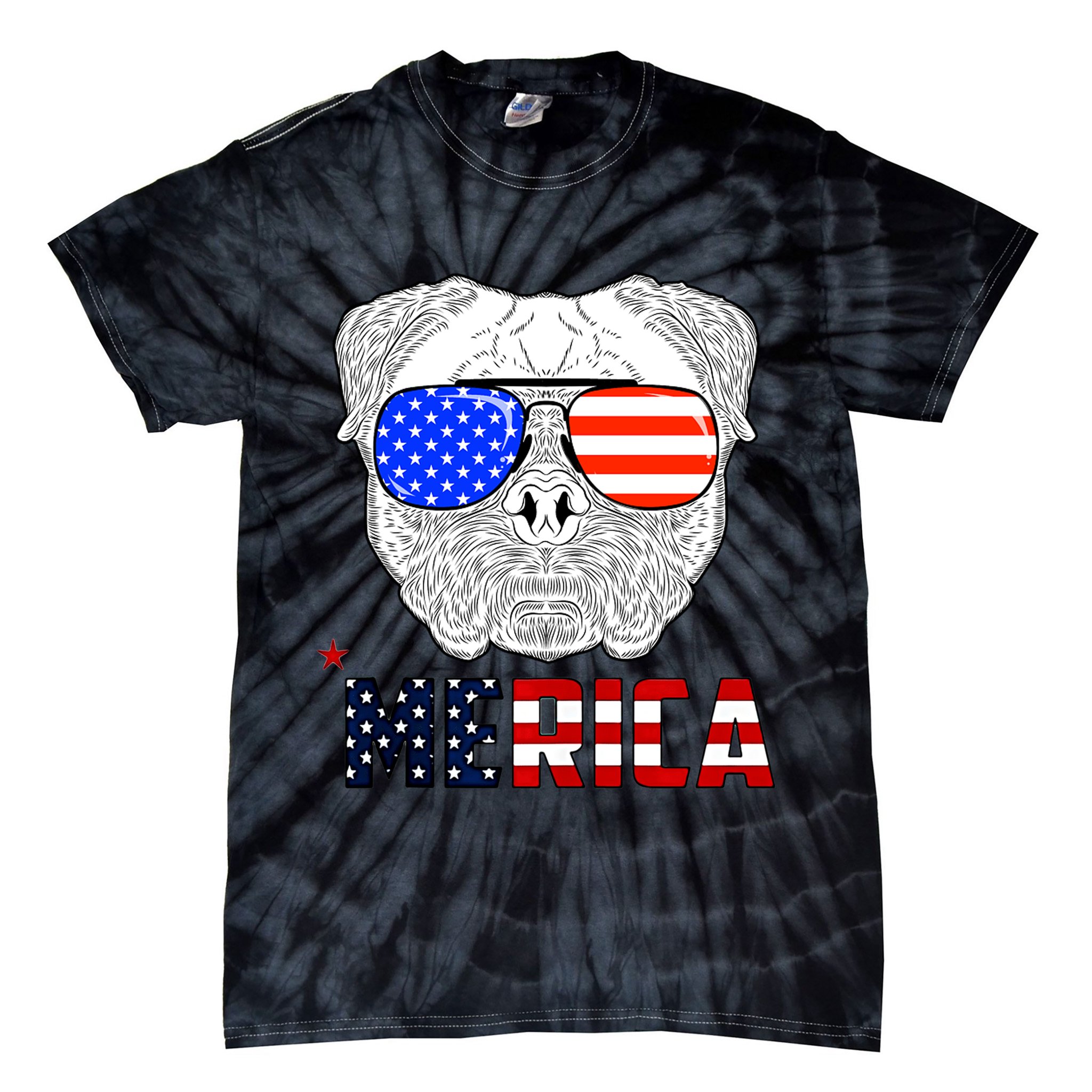 Merica 4th Of July Cool Bulldog Funny Tie-Dye T-Shirt