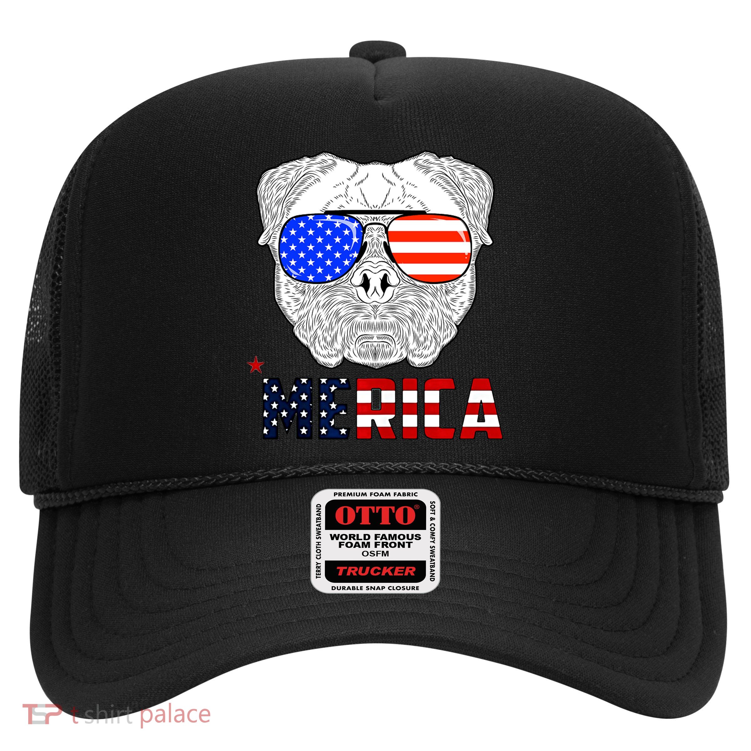 Merica 4th Of July Cool Bulldog Funny Trucker Hat