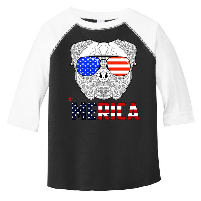 Merica 4th Of July Cool Bulldog Funny Toddler Fine Jersey T-Shirt
