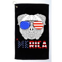 Merica 4th Of July Cool Bulldog Funny Golf Towel